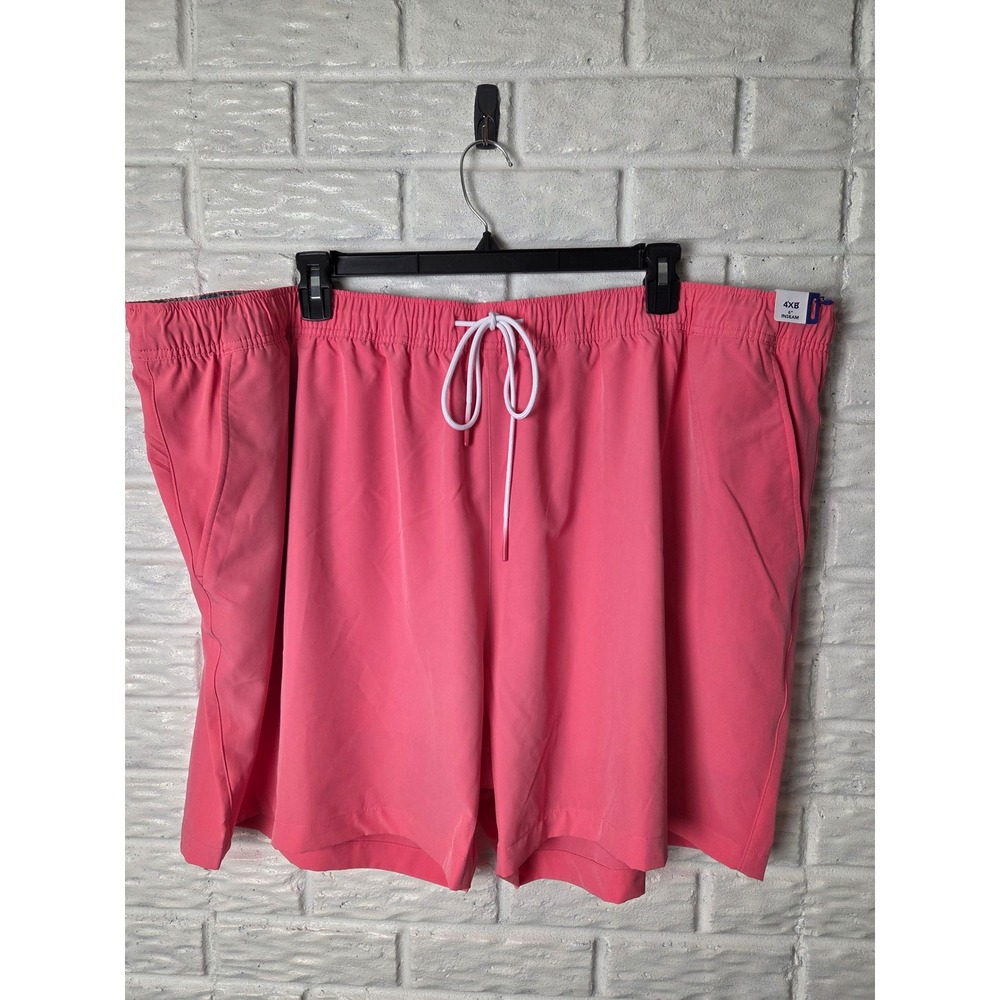 NWT Caribbean Swim Shorts Trunks Waveliner Men's 4XB Big Lined  Pink color